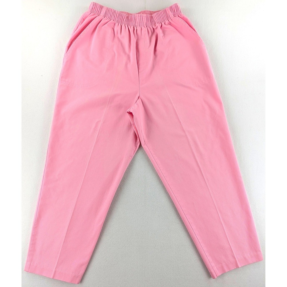 Cabin Creek Womens Pink Pull On Pants Petite Elastic Waist Straight Leg Vintage